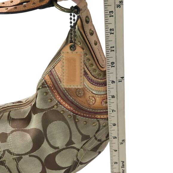 Limited Edition Coach Studded Signature Hobo Boho Shoulder Bag 2006 Prestine 932 - Picture 5 of 11